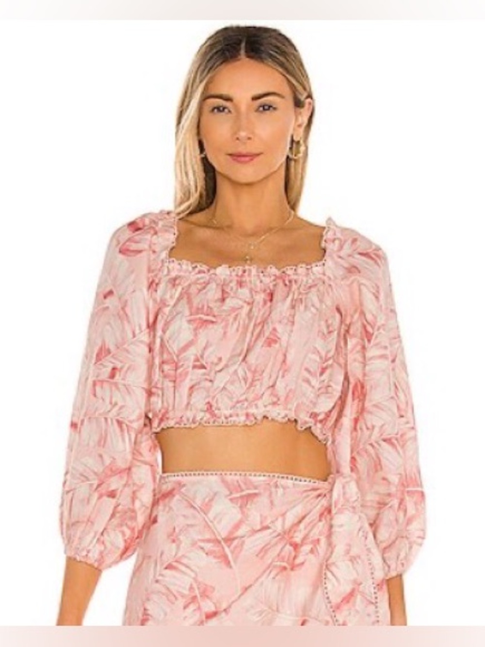 Show Me Your Mumu Claudia Crop Top in Pink Majestic Palm Size Medium